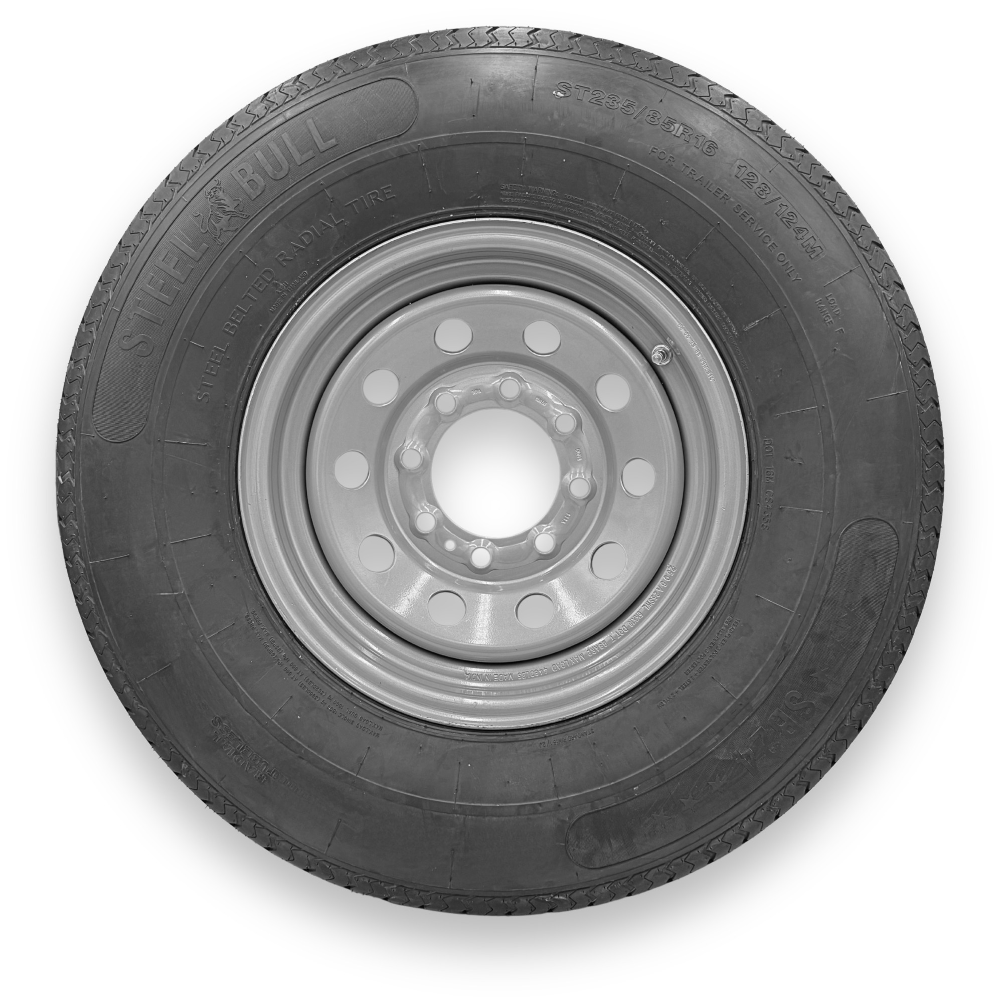 SteelBull ST235/80R16 16 Ply TL Highway Rib Tire on a 8 on 6.5 Bolt Silver Modular Wheel